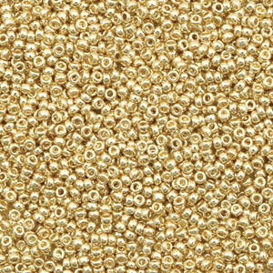 Perles de rocailles Miyuki 15/0 Duracoat galvanized champagne gold 15-4204