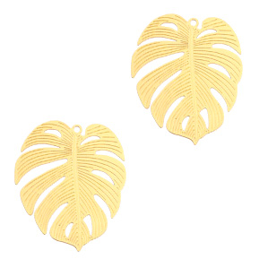 Pendentifs boh&egrave;mes feuille tropicale Dor&eacute; (sans nickel)
