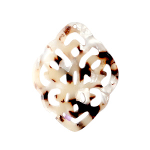 Pendentifs en r&eacute;sine losange baroque Marron beige m&eacute;lang&eacute;