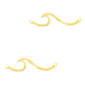 Breloques en acier inox connecteur vague Dor&eacute;