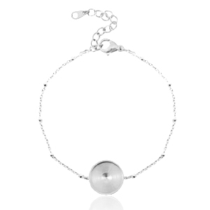 Bracelets en acier Polaris (Inox) avec serti pour cabochon 12mm petites boules Argent&eacute;