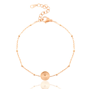 Bracelets en acier Polaris (Inox) avec serti pour cabochon 7mm / Swarovski SS34 petites boules Dor&eacute; ros&eacute;