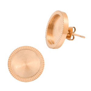 Boucles d'oreilles en acier Polaris (Inox) avec serti pour cabochon 12mm Dor&eacute; ros&eacute;