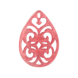 Pendentifs en r&eacute;sine goutte baroque 38x27mm Rose pigeon fruit