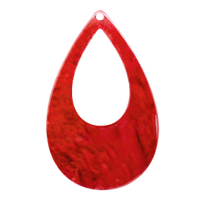 Pendentifs en r&eacute;sine goutte 57x36mm Rouge piment