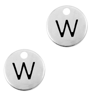 Breloques en m&eacute;tal DQ lettre W Argent&eacute; antique (sans nickel)