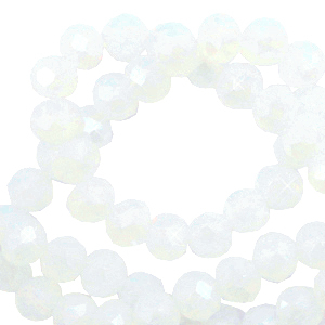 Perles &agrave; facettes 3x2mm disque Blanc lumineux cristal-Pearl Shine Coating