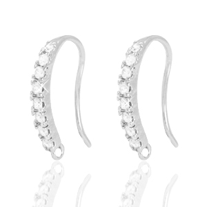 M&eacute;tal TQ laiton boucles d'oreilles strass Argent&eacute;