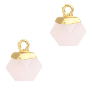 Pierres naturelles pendentifs hexagone Rose glace-dor&eacute;