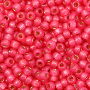 Perles de rocailles Miyuki 8/0 Duracoat silverlined dyed flamingo pink 8-4239