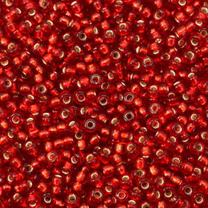 Perles de rocailles Miyuki 11/0 Silverlined ruby red 11-11