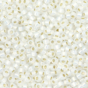 Perles de rocailles Miyuki 11/0 Gilt lined white opal 11-551