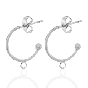 Boucles d'oreilles en acier inox cr&eacute;oles avec anneau 15mm Argent&eacute;