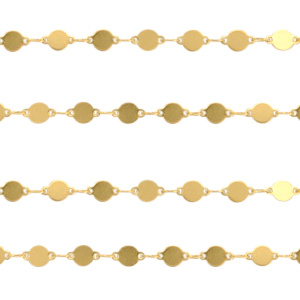 Appr&ecirc;ts en acier inox cha&icirc;ne maille jaseron m&eacute;daillon dor&eacute;