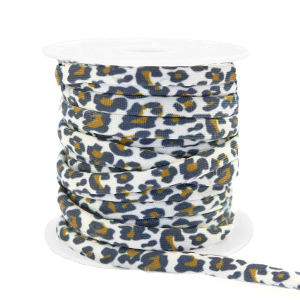 Ruban &eacute;lastique cousu l&eacute;opard Blanc-marron