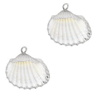 Perles coquillage specials Coque Argent&eacute;-Blanc