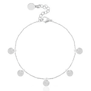 Bracelets en acier inox m&eacute;daillons ronds Argent&eacute;