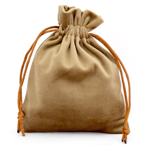 Sachet &agrave; bijoux en velours Marron