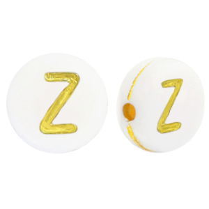 Perles lettres acryliques Z Blanc-dor&eacute;
