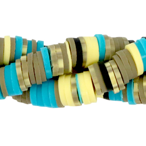 Perles Katsuki 6mm Greige-bleu m&eacute;lange