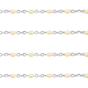 Appr&ecirc;ts en acier inox cha&icirc;ne maille jaseron 1mm&nbsp; Beige huile d'amande-argent&eacute;