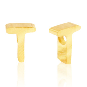 Perles en acier Inox lettre T Dor&eacute;