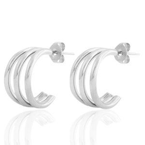 Boucles d'oreilles puces en acier inox cr&eacute;oles Argent&eacute;