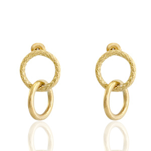 Boucles d'oreilles puces en acier inox anneaux Dor&eacute;