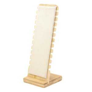 Pr&eacute;sentoir bijoux pour bracelets en Bambou et velvet Naturel-blanc