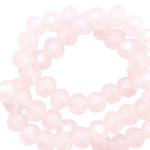 Perles &agrave; facettes 4x3mm disque Heishi Rose doux opale-pearl shine coating