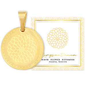 Mix & Match breloques en acier Inox 15mm Fleur de naissance Novembre- Chrysanth&egrave;me Dor&eacute;