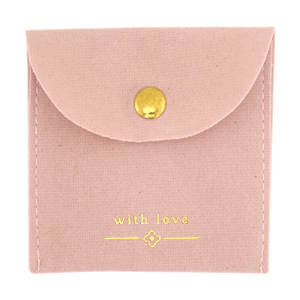 Sachet &agrave; bijoux "with love" Rose vintage-dor&eacute;
