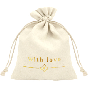 Sachet &agrave; bijoux "with love" Blanc cass&eacute;-dor&eacute;