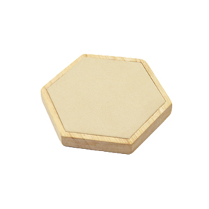 Pr&eacute;sentoir bijoux hexagone en bois et simili daim pour bijoux divers Naturel-beige