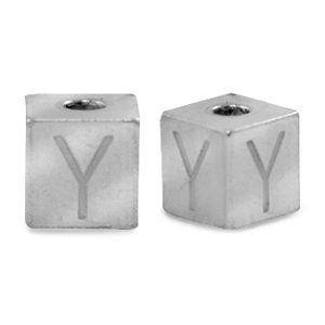 Perles en acier Inox lettre Y Argent&eacute;