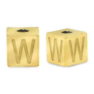 Perles en acier Inox lettre W Dor&eacute;