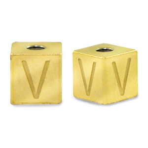 Perles en acier Inox lettre V Dor&eacute;