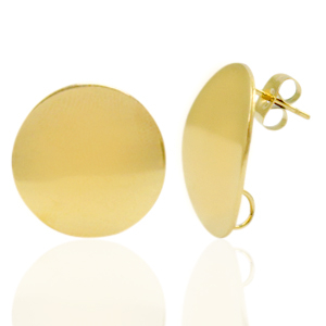 Boucles d'oreilles en acier Inox/puces d&rsquo;oreilles 20mm avec anneau Dor&eacute;