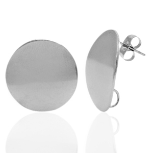 Boucles d'oreilles en acier Inox/puces d&rsquo;oreilles 20mm avec anneau Argent&eacute;