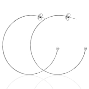 Boucles d'oreilles puces en acier Inox cr&eacute;oles Argent&eacute;