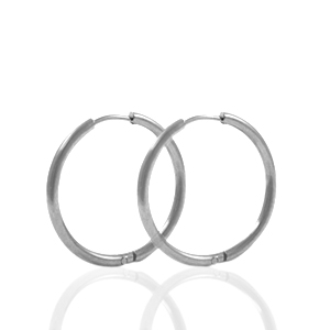 Boucles d'oreilles en acier Inox cr&eacute;oles 22mm Argent&eacute;