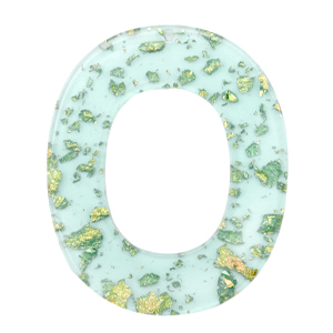 Pendentifs en r&eacute;sine ovale Bleu turquoise dor&eacute;-transparent