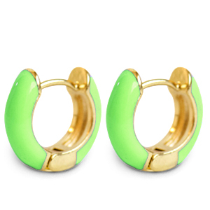 Boucles d'oreilles tendance &eacute;maill&eacute;e 15mm Vert clair-dor&eacute;