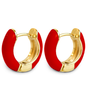 Boucles d'oreilles tendance &eacute;maill&eacute;e 15mm Rouge-dor&eacute;