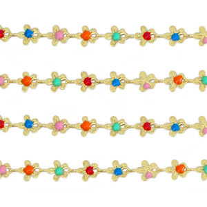 M&eacute;tal TQ laiton cha&icirc;ne maille jaseron fleurs Dor&eacute;-multicolore
