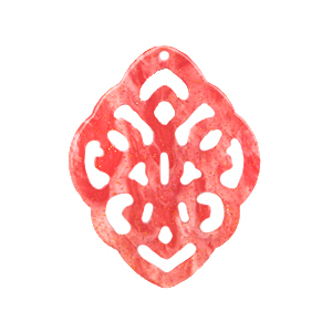 Pendentifs en r&eacute;sine losange baroque Rose corail vif