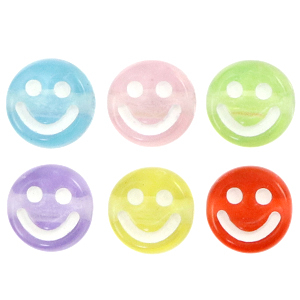 Perles lettres acryliques smiley Multicolore transparent