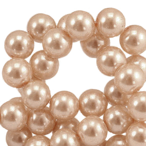 Perles en verre cir&eacute;es 6mm Cr&egrave;me de p&ecirc;che