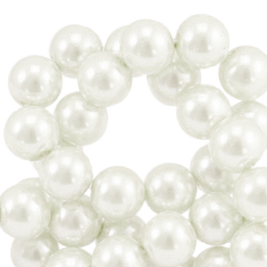 Perles en verre cir&eacute;es 4mm Blanc cass&eacute;