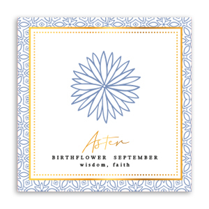 Cartes &agrave; bijoux Fleur de naissance Septembre-Aster Bleu tendre